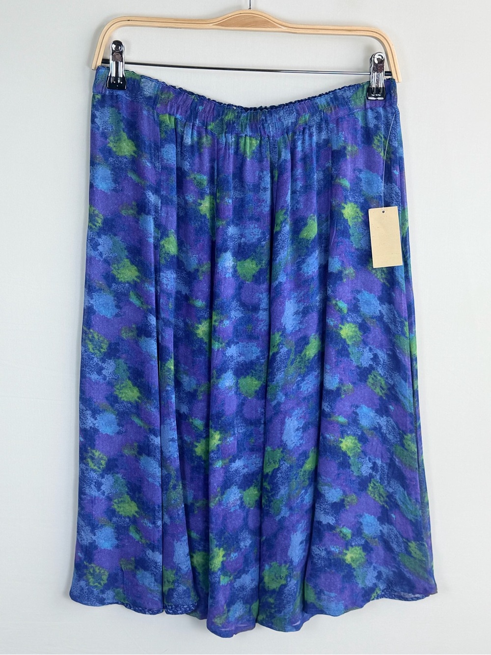 Coldwater Creek Reversible Baywash Midi Skirt Blue Purple Print NWT Size Small